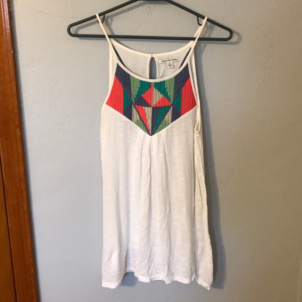 White Racerback Tank with keyhole opening in back
